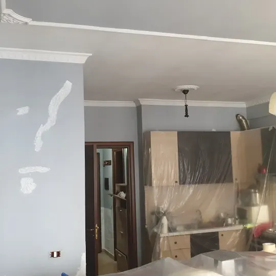 Tavan me kornizë të varur dhe rozetë